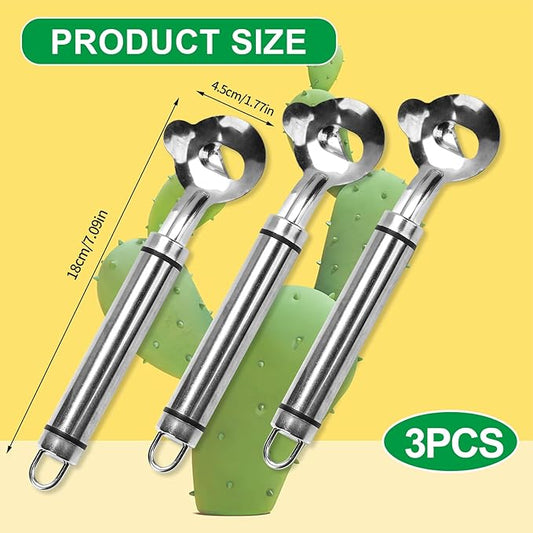 3Pack Cactus Peeler Spoon,Stainless Steel Cuchara pelador de nopales con espinas,nopales peeler,Sliced Chinese Noodle Cutter for Cooking Kitchen Gadgets