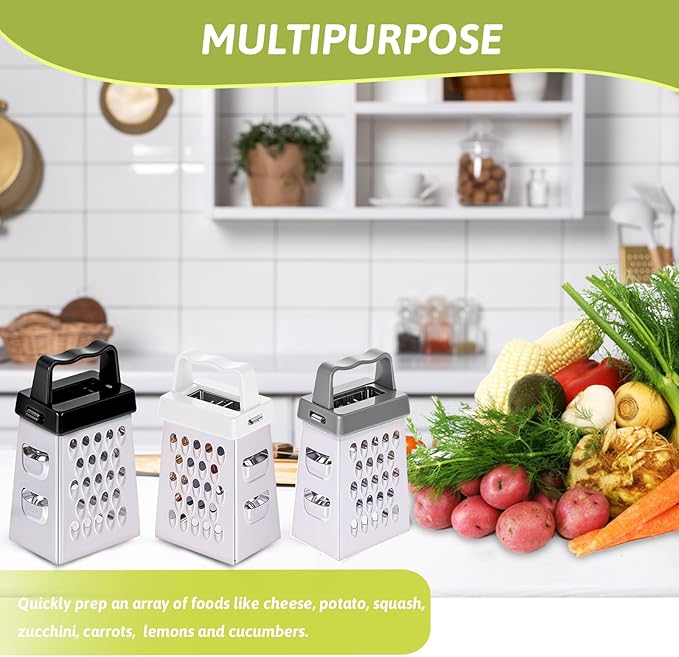 6 Pcs Mini Cheese Grater Professional Box Grater Stainless Steel Fine Coarse Handheld Slicer with 4 Sides Small Box Food Shredder Safe Zester for Kitchen Cheese Garlic Ginger Vegetable Potatoes