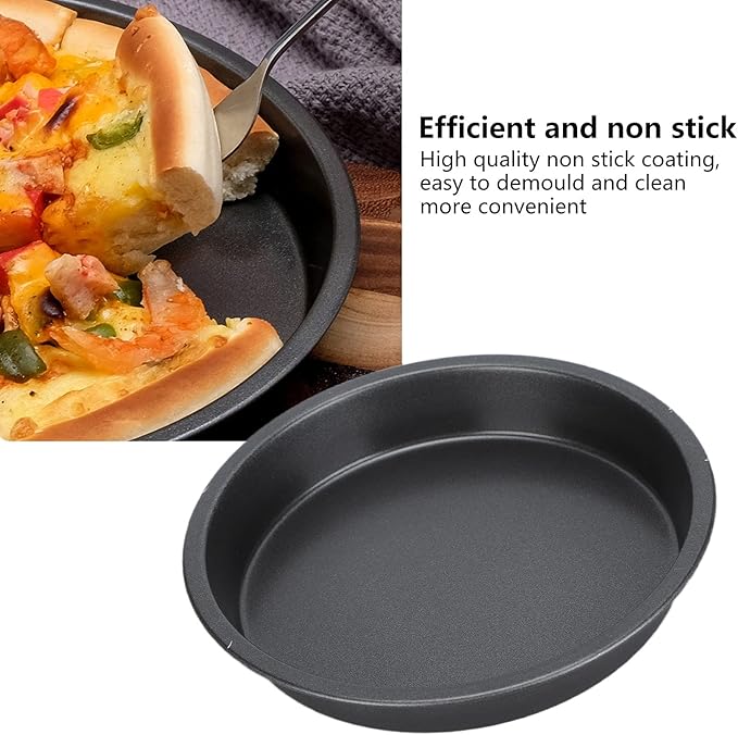 TOPINCN Pizza Pan,2Pcs Non Stick Pizza Pan Deep Thickened Carbon Steel Baking Pan for Kitchen Bakery(9 inches)