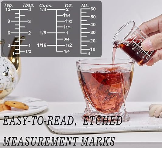 Ackers Etching Scale Glass Measuring Cup Set-V-Shaped Spout,Includes 60ml(2OZ), 120ml(4OZ), and 250ml(8OZ) Glass Measuring Beaker for Kitchen or Restaurant, Easy to Read