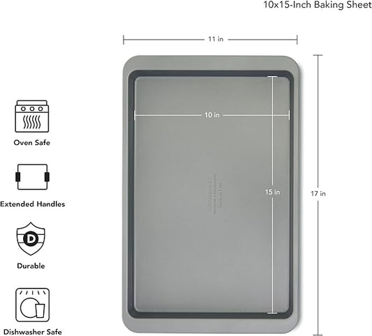 KitchenAid Premium Aluminized Steel Baking Sheet, Nonstick, 10x15 Inch, Contour Silver