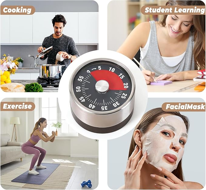 Visual Kitchen Timer,60 Minute Mechanical Egg Timers for Cooking,Classroom,Home,Study