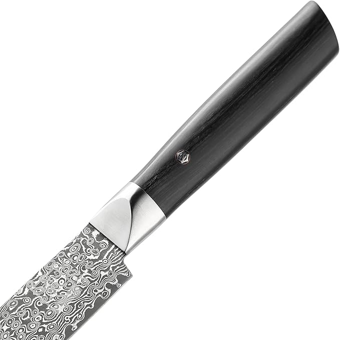 zayiko Carving Knife, 8.3-inch Blade Damascus Chef Knife made of 67 Layers Damascus Steel with VG10 Core, Sharp Kitchen Knives with Black Walnut Wood Handle, Boning Knife for Meat Cutting in Gift Box