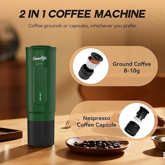 BeanzTrip H02 PRO Portable Espresso Maker, Compatible with NS Capsule & Ground Coffee, Christmas Gift Coffee Maker, 20 Bar Self-heating Small Electric Travel Espresso Machine for Camping, Hiking