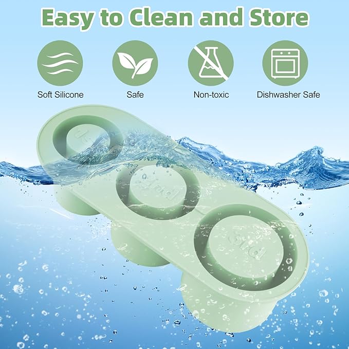 Tcamp Ice Mold for Stanley Cup 30-40 oz Tumbler Cup Ice Mold, Silicone Ice Cube Tray With Lid and Bin for Chilling Cocktails, Whiskey, Drinks, Coffee, Easy Fill and Release Ice Maker (Green)