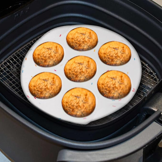 SHEbaking Silicone Egg Bite Molds Air Fryer Muffin Pan for Baking Non-Stick Silicone Egg Molds 7 Cups Air Fryer Cupcake Mold for Mini Muffins, Tart, Mini Cupcake BPA Free