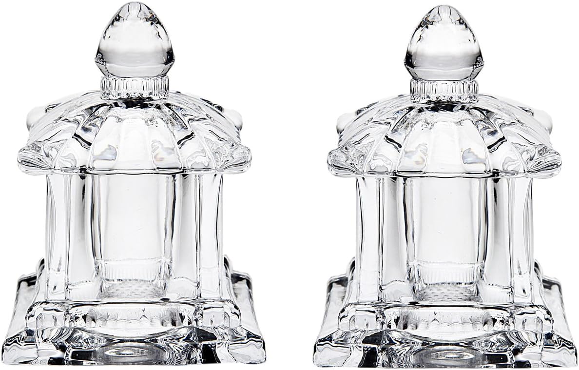 Godinger Salt and Pepper Shaker Set Tabletop Set, Pagoda Collection, Decorative Crystal Design, Pagoda Collection