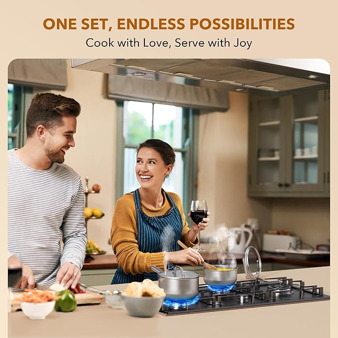 PekGema Saucepan with Lid, Hybrid Nonstick Sauce Pot 1.5 Quart, Tri-Ply Stainless Steel, PFOA FREE Small Pot, Induction Compatible, Oven and Dishwasher Safe