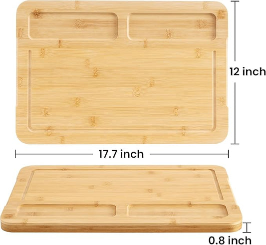 Heimlove Extra Large Bamboo Cutting Board, 18" x 12" Cutting Boards for Kitchen Charcuterie Boards with Juice Groove and Handles, Chopping Board for Meat, Vegetables and Cheese
