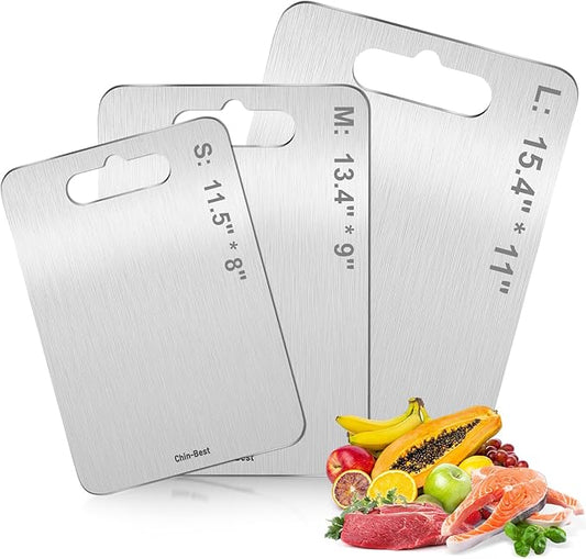 Chin-Best Cutting Board, Stainless Steel Cutting Board for kitchen, Meat,Fruit, Vegetables, L 15.4" * 11"