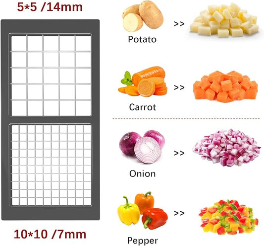 Vegetable Chopper, Onion Chopper Dicer, Mandoline Slicer with Container, Vegetable Cutter for Salad Potato Carrot Garlic(2 Blades, Grey)