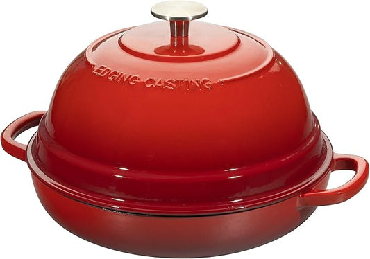EDGING CASTING Enameled Cast Iron Dutch Oven Pot with Lid, Round Bread Oven for Homemade Sourdough Bread Baking, 6 Quart, Red