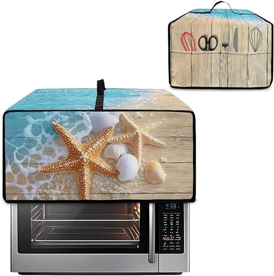 Doojoayie Starfish Toaster Oven Cover Coffee Print 4 Slice Bread Machine Dust Protector Universal Fit Dust-proof & Stain Resistant Covers for Kitchen Appliance Protection
