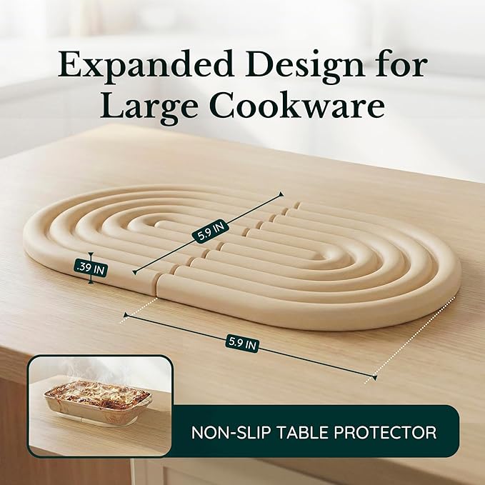 Silicone Trivets for Hot Dishes, Heat-Resistant, Non-Slip Pot Holders for Kitchen & Coasters Durable Hot Pads for Pots, Pans, Baking Dishes & Kitchen Appliances Set of 2 Cashmere