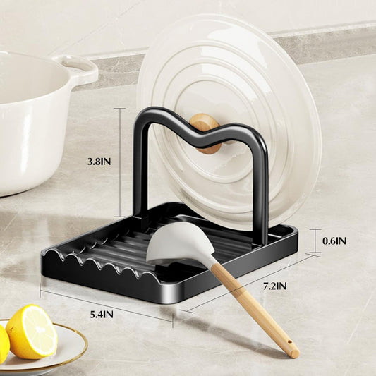 Ysks'hf spoon holder and pot lid holder,stainless steel,Kitchen Utensil Rest, scraper holder & pot holder,Spoon Holder for Stove Top - Kitchen Utensil Holder for Ladles & Tongs(Black)