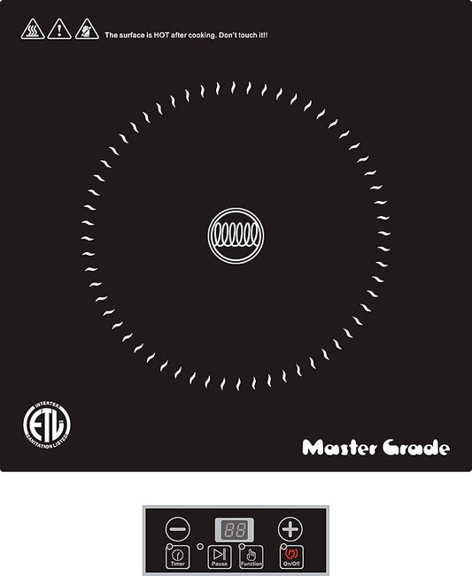 Portable Induction Cooktop, Hot Plate Electric, Single Burner, 10 Levels Power, 120V, 1300W, ETL Sanitation