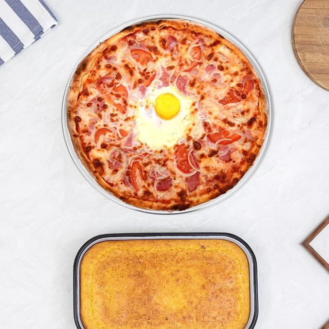 VINTORKY Perforated Pizza pan Stainless Steel Baking pan Stainless Steel Pizza pan Non Stick Frying Pans Stainless Steel Skillet Household Baking Tray Non- Stick Pizza Pan Round Baking Tray, 23x23cm