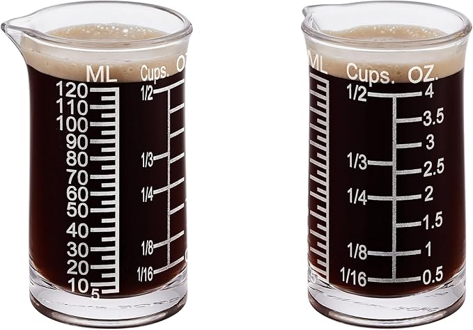 Ackers 4oz Etching Scale Glass Measuring Cup – Shot Glass with Ounce,Ml,Cups Markings for Kitchen & Bar