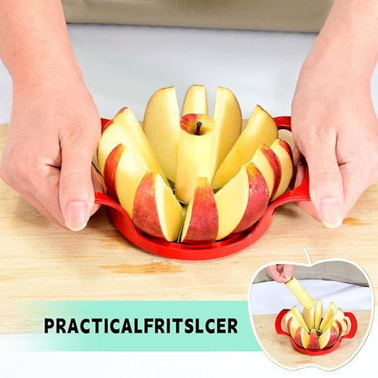 LIIGEMI Apple Slicer,12-Blade Extra Large Apple Corer, Heavy Duty Stainless Steel Apple Cutter and Divider,Easy to Use, Time-Saving(Red)