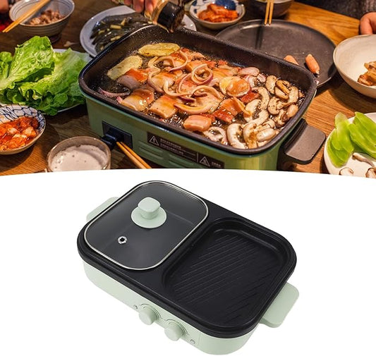 1300W Multifunctional Hot Pot, Non Stick Dual Sides Electric Cooker for Frying, Grilling, Cooking for Indoor Outdoor Use (US Plug 110V)