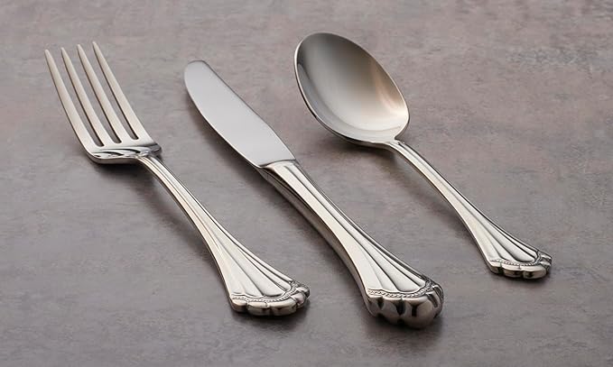 Oneida Marquette Fine Flatware Dinner Spoons, Set of 4,Silver