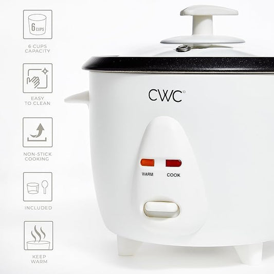 COOK WITH COLOR 6 Cup Rice Cooker 300W - Effortless Cooking and Perfectly, Cooks 3 Cups of Raw Rice for 6 Cups of Cooked Rice, Cream