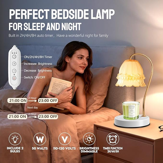 GEEZO Fragrance Candle Warmer Lamp,Electric Candle Warmer with Timer & Dimmer,Mom Christmas Birthday Gifts for Women, House Warming Gifts New Home Bedroom Decor