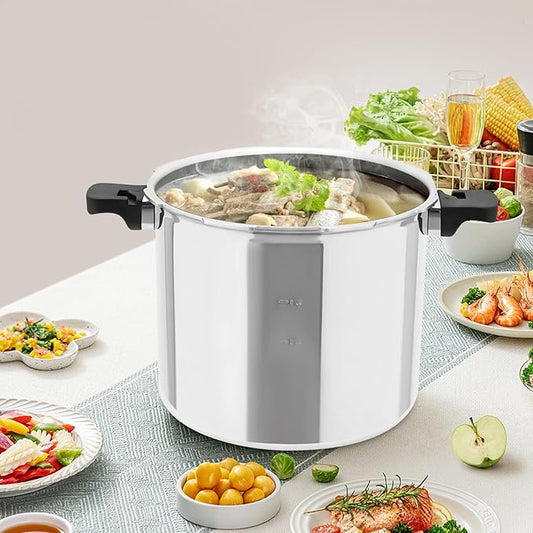 23-Quart Capacity Pressure Cooker with Pressure Gauge, Aluminum 90Kpa Pressure Canner, Multi-functional Polished Steam Canner for Gas Stoves