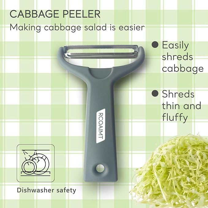 Cabbage Shredder Slicer Vegetable Peeler - Extra-Wide Stainless Steel Blade with Non-Slip Grip for Effortless Coleslaw, Salad Prep & Meal Prep - Commercial Grade Kitchen Tool