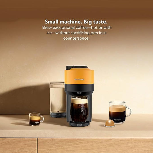 Nespresso Vertuo Pop+ by De'Longhi with Aeroccino, 1500 watts, Mango Yellow