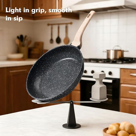 Roomena 12 inch Nonstick Frying Pan Skillet, Non Stick Granite Fry Pans, Omelette Pan, Egg Frying Pan with Heat-Resistant Handle, Requires Installation, PFOA Free Chef's Pan, Induction Compatible