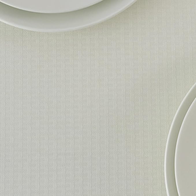 maxmill Weaved Texture Rectangle Tablecloth Water Resistant Wrinkle Free Spill-Proof, Soft Table Cloth for Dining Room Decoration, Banquet Parties Event Holiday Dinner, 60 x 84 Inch Ivory