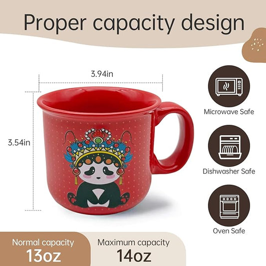 Ceramic Coffee Mugs Set of 4,14OZ Coffee Cups with Handle,Latte Mug,Great for Tea Hot Chocolate,Large Cute Mugs for Men,Women,Kids,Microwave&Dishwasher Safe for Kitchen or Office(RED)