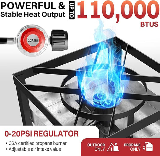 60QT Crawfish Boiler | Seafood Boiling Kit | Dustproof Cover & 12" Skimmer Included | 110,000BTU Propane Jet Burner | 0-20 PSI CSA Certified Regulator | Crab Boil Pot for Outdoor Backyard Cooking