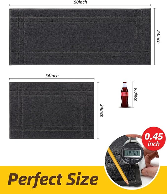 JSEI Kitchen Mats for Floor, Non-Slip Kitchen Rugs, Soft Washable Absorbent Kitchen Mats 2 PCS, Kitchen Runner Rug with TPR Backing, Polyester, 24"x36"+24"x60", Dark Grey