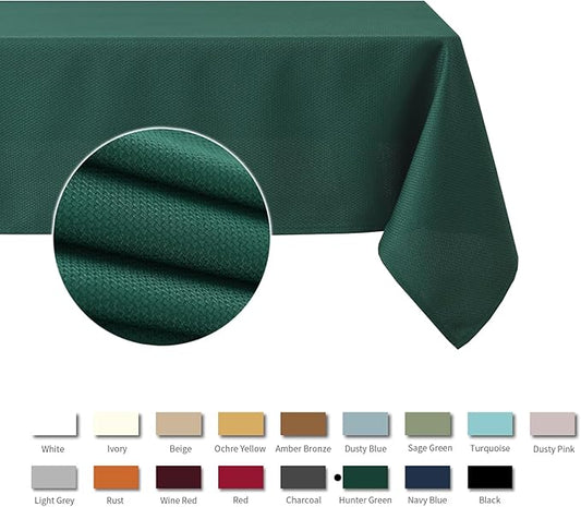 maxmill Square Jacquard Tablecloth Water Resistance Antiwrinkle Spill Proof Textured Table Cloth, Fabric Table Cover for Buffet Banquet Parties Event Holiday Dinner, 70 x 70 Inch, Hunter Green