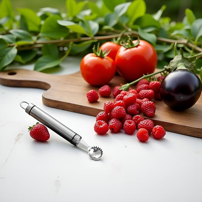 Stainless Steel Strawberry Huller,silver Multi Function Strawberry Huller and Tomato Stem Corer Tool,for Strawberry,Tomato,Vegetable and Fruit Corer Practical Kitchen Tool