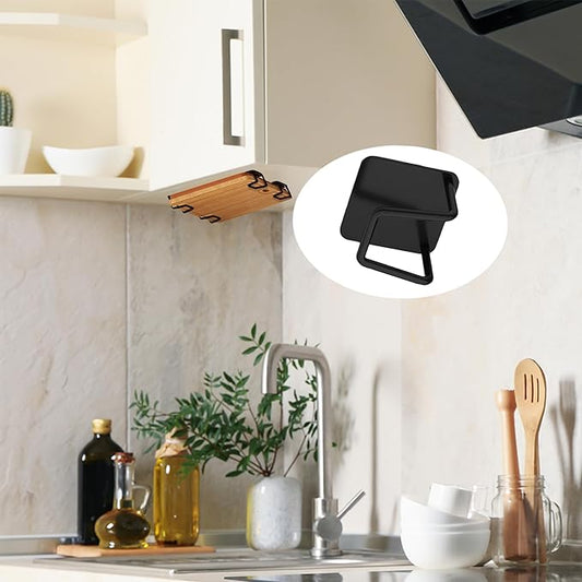 Under Cabinet Cutting Board Holder - 12 Pcs Pot Lid Organizer for Cabinet Rack Storage Stainless Steel Shelf Counter Chopping Board Holder (Black)