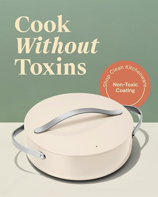Caraway Rondeau - 6 Qt Non-Stick Pan with Lid - Free From Forever Chemicals - Perfect for Searing, Braising, & Roasting - Navy