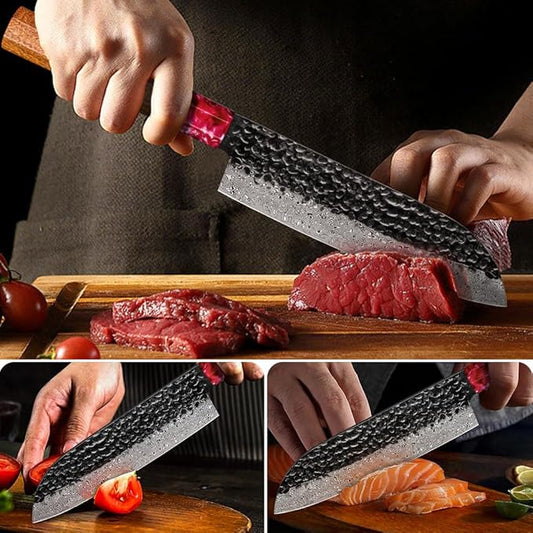 COOKLET'S Damascus Santoku Knife, Japanese VG10 Steel Core Kitchen Knife, Ultra Sharp Professional Chopping Cooking Knife, G10 Ergonomic Handle with Luxury Gift Box