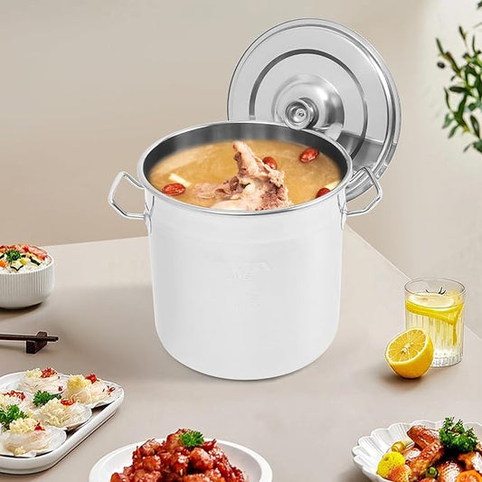 Stainless Steel Stock Pot w/Lid, Commercial Soup Cookware for Home/Restaurant/Hotels, for Stew/Simmering/Soup, Universal Stove Compatible (12L/12.68Qt.)