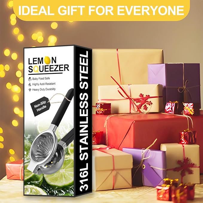 Premium Lemon Squeezer, Upgrade 316L Stainless Steel Lemon Juicer, Heavy Metal Zero-Leaching Citrus Juicer - Baby Food Safe Lime Squeezer, More Heavy Duty and Durable Manual Citrus Squeezer