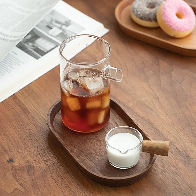 Mini Serving Trays for Parties, Small Decorative Tray for Tea&Coffee, Oval Wooden Plates for Serving Food for Appetizer&Vegetables for Bathroom 7.8"×4.6" (Walnut, Set of 2)