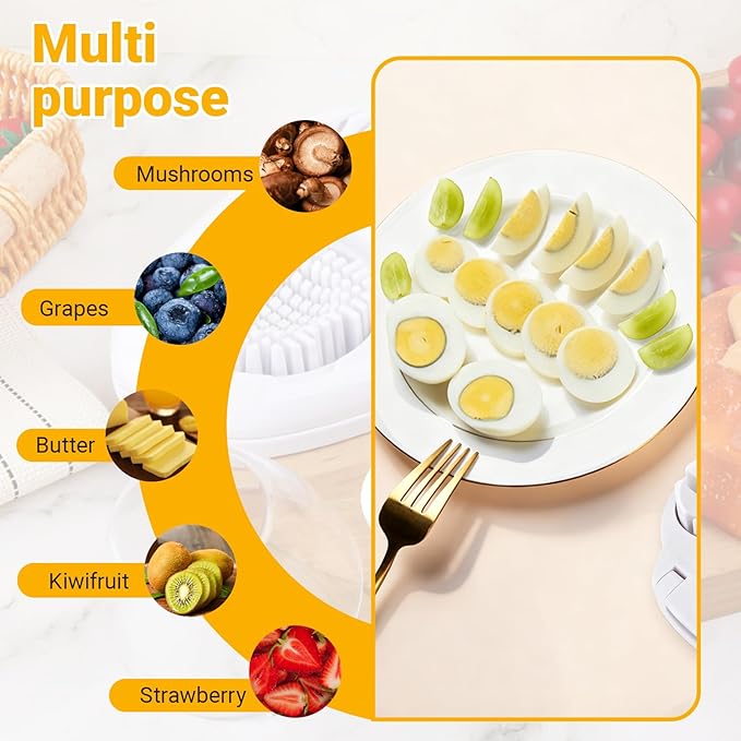 Egg Slicer and Grape Slicer for Fruit Salad, Stainless Steel 4 Slicing Modes Slicer, Easy Grape and Tomato Slicing, for Egg, Grape, Strawberry,Cherry,Tomato, Send Goods From Local Warehouse