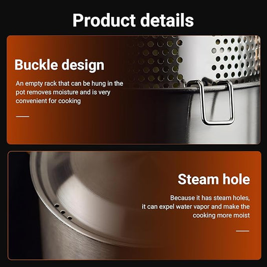 Asparagus Pot, Stainless Steel Asparagus Steamer Pot & Spaghetti Pasta Cooker with Perforated Steamer Basket - 3-Ply Base, 4.3L/1.14Gal, Versatile Cookware 