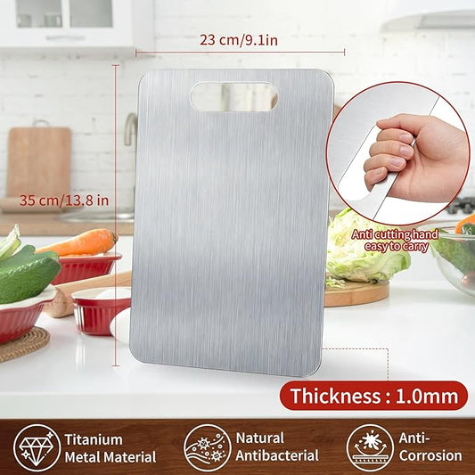 Titanium Cutting Board - 2026 New Upgrade 100% Pure Titanium Cutting Boards for Kitchen Double Sided Non Toxic Titanware Cutting Board,Hygiene Durable Dishwasher Safe Chopping Board(13.7" x 9")