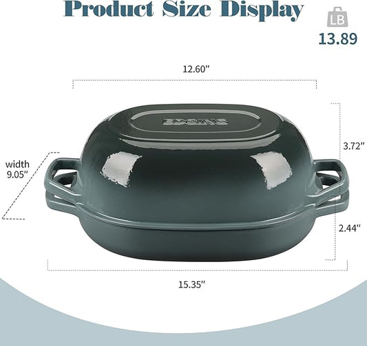 EDGING CASTING Enameled Cast Iron Oval Dutch Oven Pot with Lid, Dutch Oven for Sourdough Bread Baking, Oval Bread Pan, Bread Oven, Bread Dutch Oven, 7qt, Slateblue