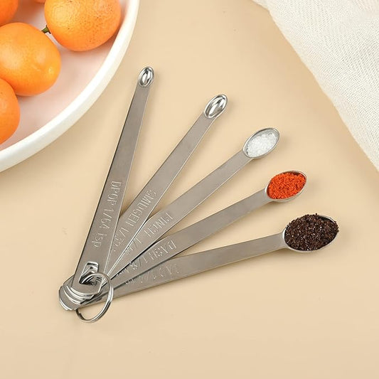 Smithcraft Measuring Spoons Set, 18/8 Small Mini Spoons for Spice, Stainless Steel Measuring Spoons, Metal Measuring Spoons for Baking, Dry Measurement Spoons, Kitchen Tiny Spoon with 1/64 1/32 1/16