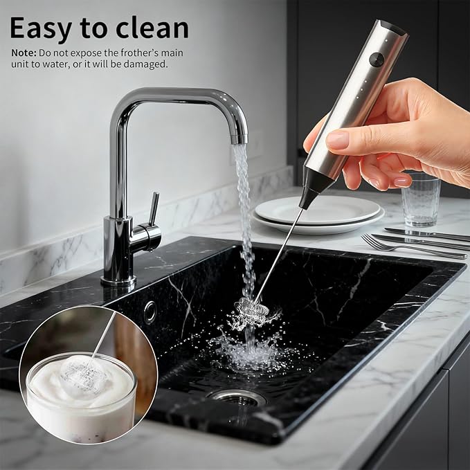 BZPP Kitchen Milk Frother Handheld with Stand, 3 Speeds Adjustable Mixer Electric Handheld Frother Wand, Hand Mixer Matcha Whisk Coffee Stirrers for Matcha, Hot Chocolate, Egg - Stainless Steel