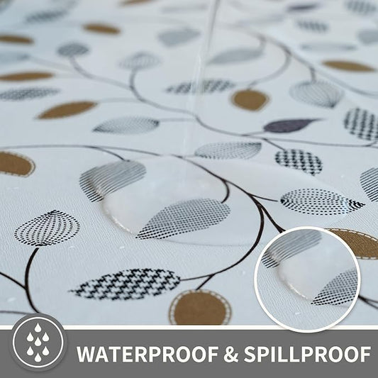 Rectangle Table Cloth,100% Waterproof Tablecloth Oil Proof Spill Proof Vinyl Table Cloth, Wipe Clean Plastic Table Cover for Dining, Camping, Indoor and Outdoor 54" x 78",Leaf